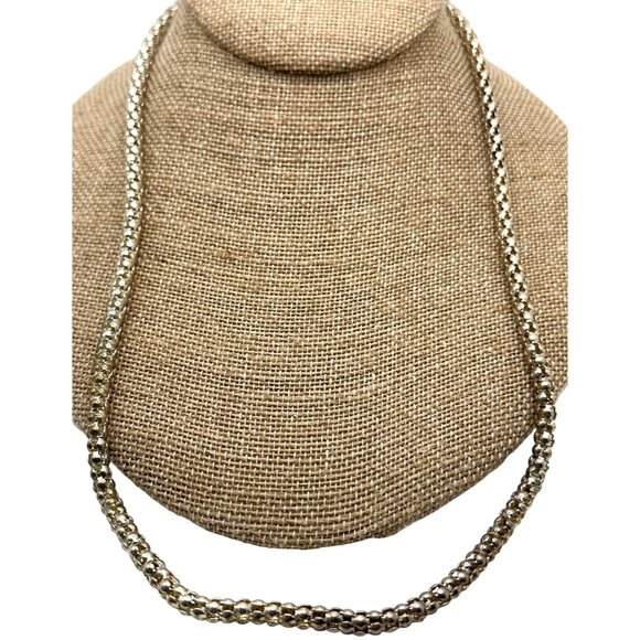 Vintage Retro Popcorn Rope Chain Necklace Silver Toned Magnetic Clasp - Picture 2 of 8